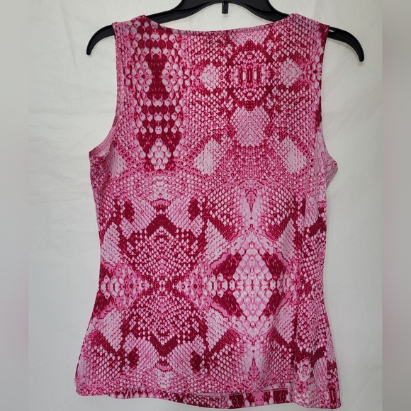 33. CALVIN KLEIN Women's Pink Animal Print Cowl Neck Sleeveless Top Size M - Picture 2 of 5
